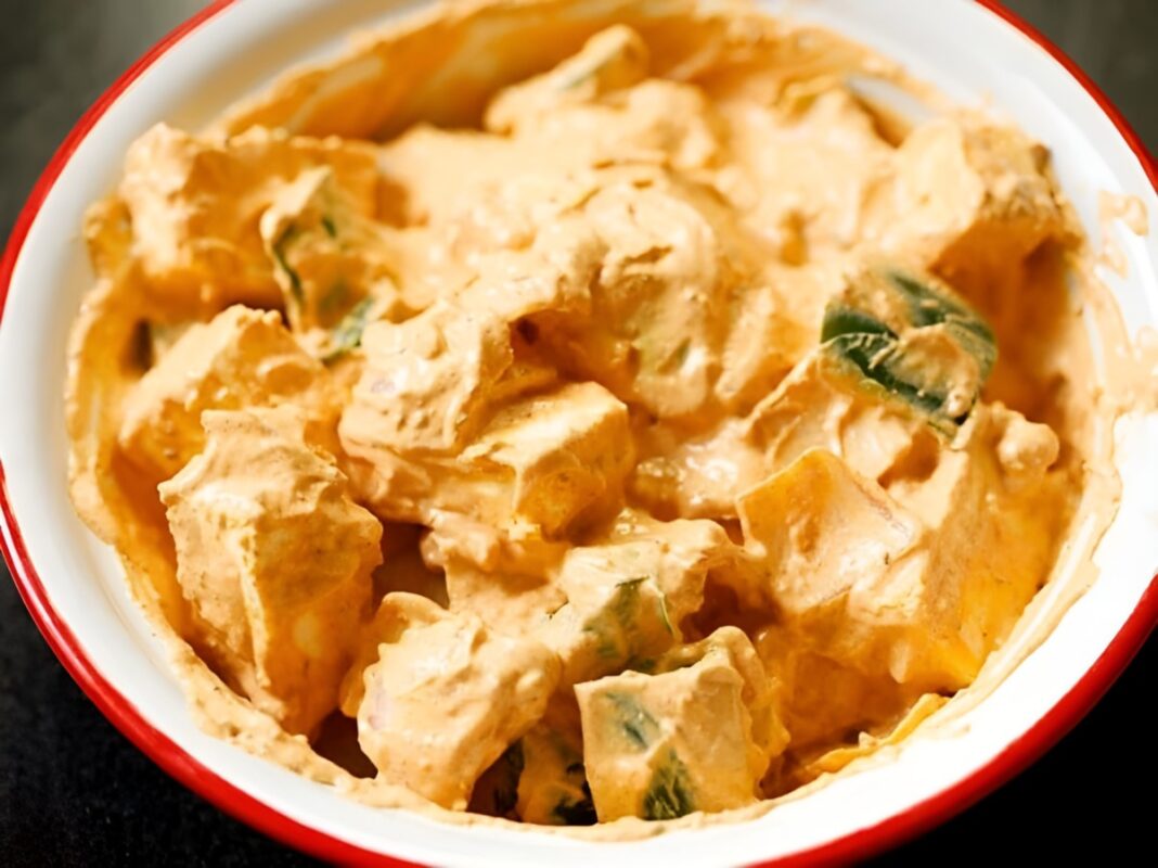 Marinated Paneer for Tikka | Spiced Yogurt Coated Paneer Cubes – Soft paneer cubes coated in a creamy, spiced yogurt marinade with bell peppers and onions, ready to be grilled for a delicious restaurant-style paneer tikka. Perfect for BBQs and appetizers!